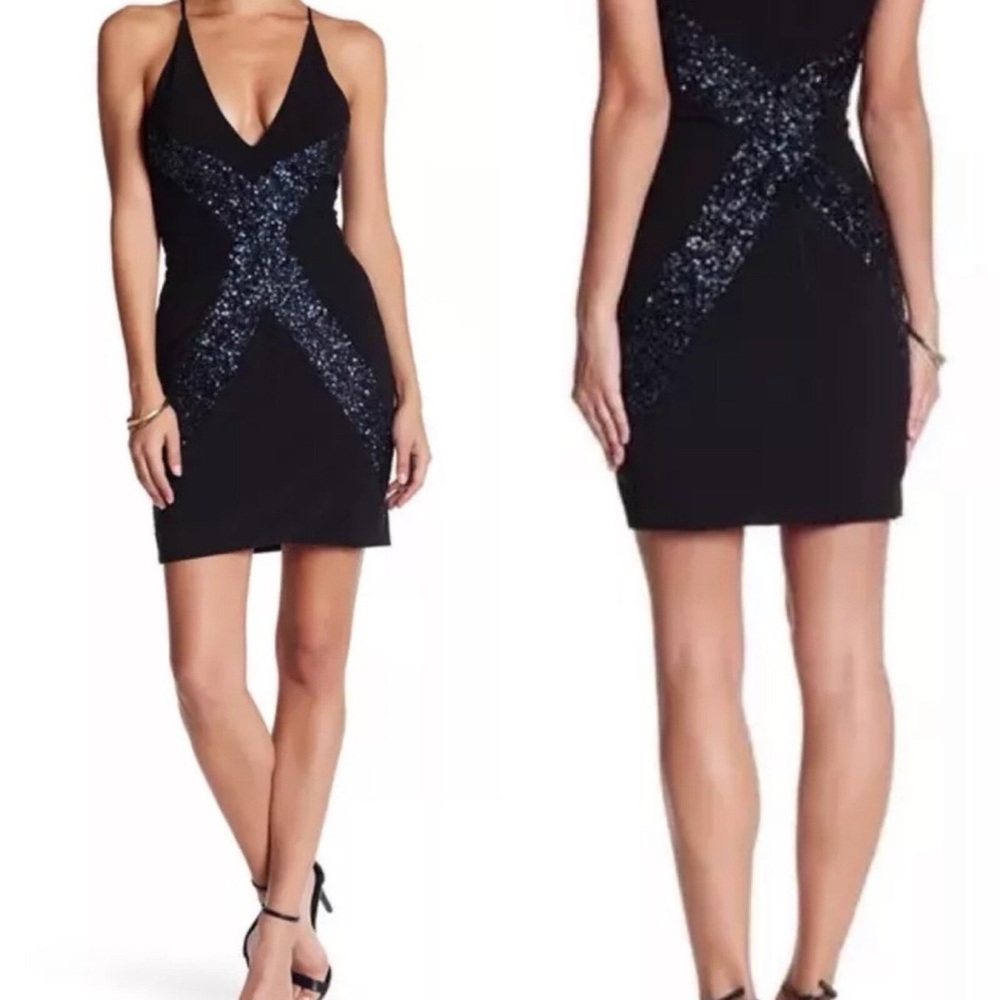 Dress the Population sequins deep v neck dress